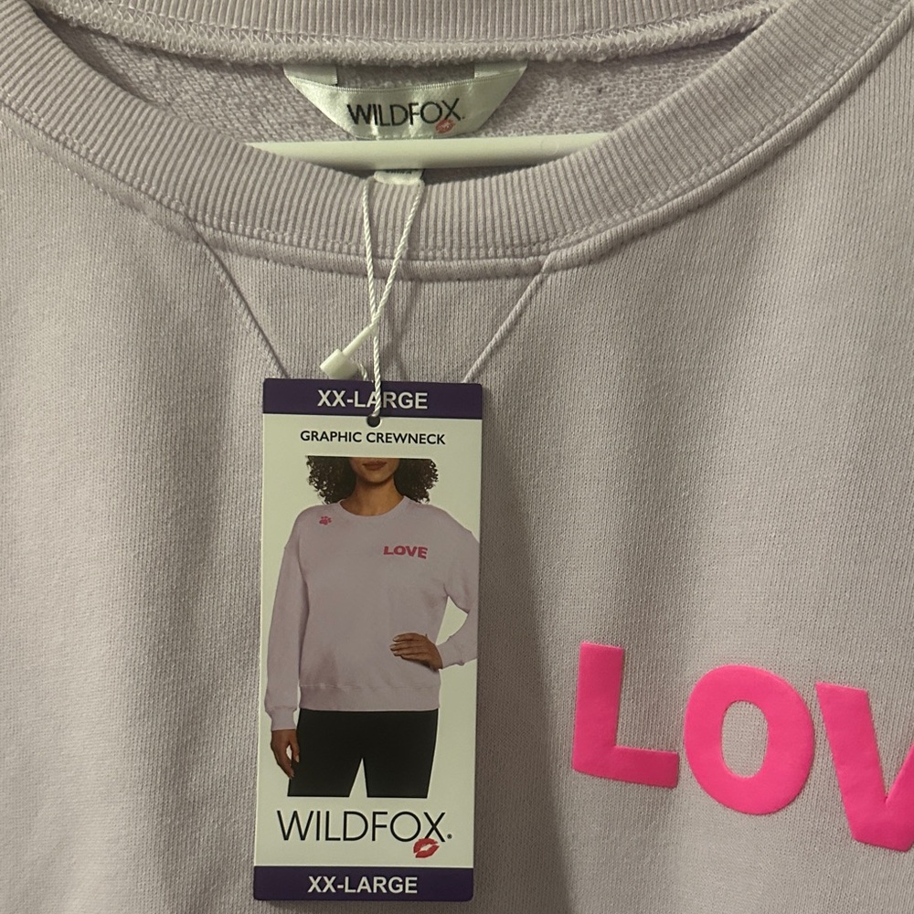 Wildfox Women's Light Purple Sweatshirt with Pink Love Print